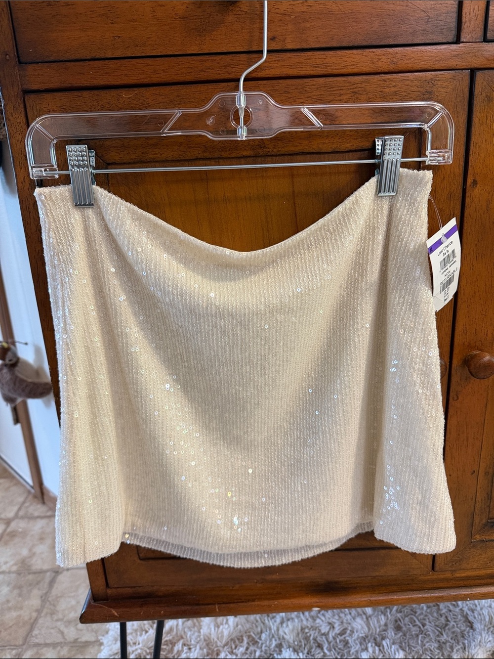 Steve Madden Cream Sequin Mini Skirt